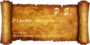 Plander Sarolta névjegykártya